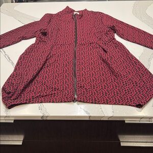 Truth + Style Red/Black Patterned Lantern Jacket Double Zip and Side Zip Pockets